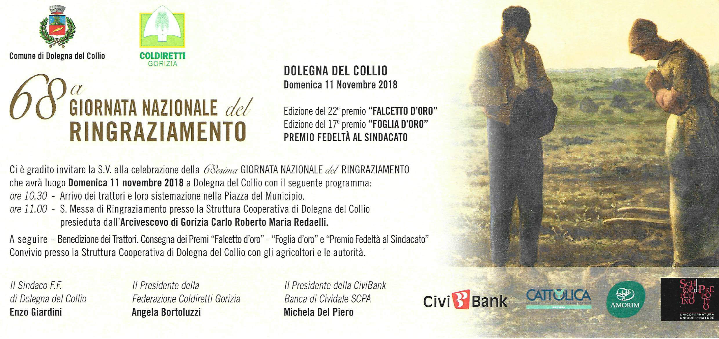 Per S. Martino l’11 novembre a Dolegna del Collio COMUNE, COLDIRETTI E CIVIBANK INSIEME