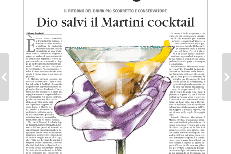 DIO SALVI IL MARTINI COCKTAIL da Il Giornale del 15 febbraio 2020 di Marco Zucchetti